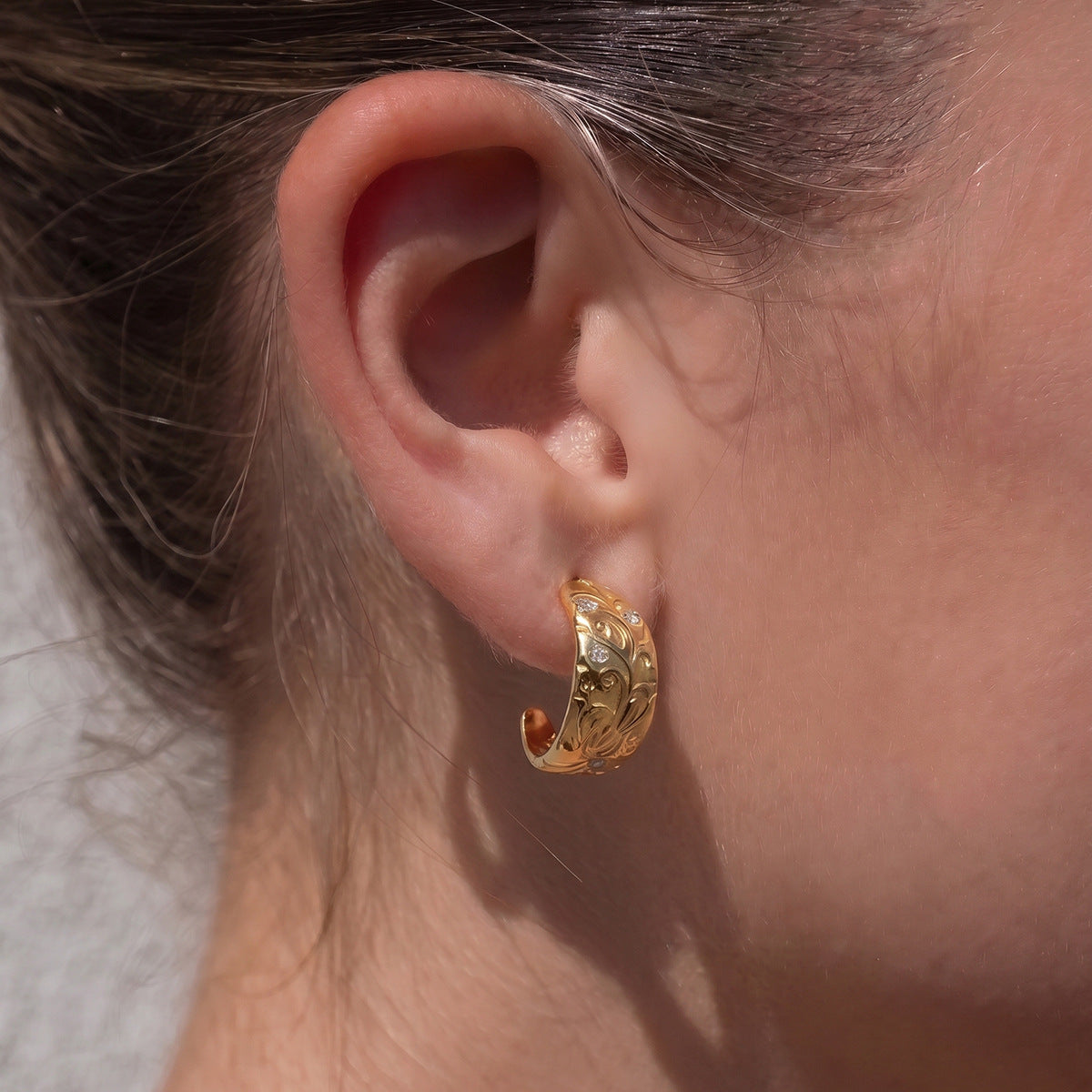 Vintage Carved Hoop Earrings