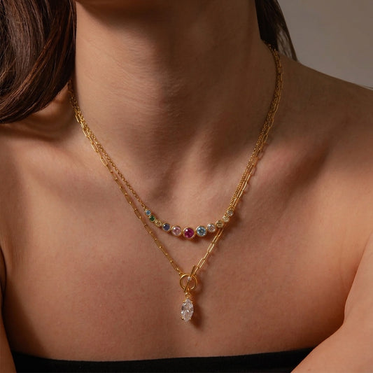 Iris Rainbow Diamond Dainty Necklace