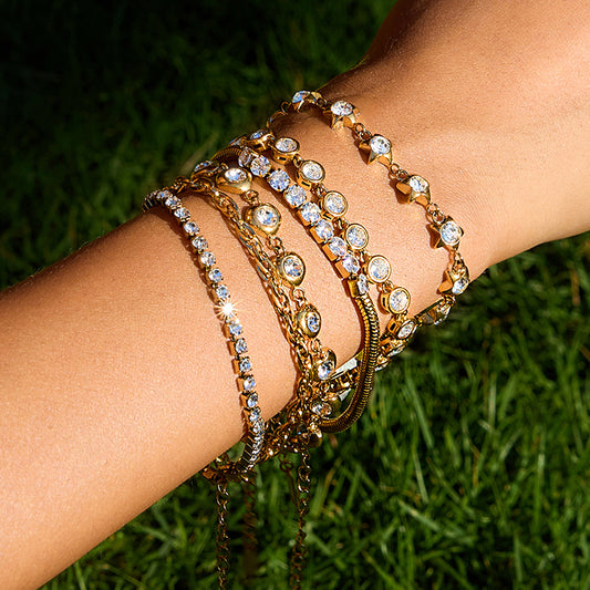 Minimalist Luxury 18K Gold Double-Layer Diamond Tennis Bracelet