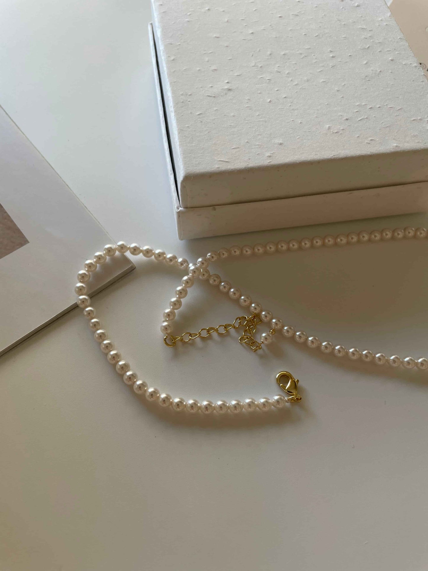 8mm Pearl Necklace 14K Gold Plated - Waterproof Adjustable | Vinajewelry
