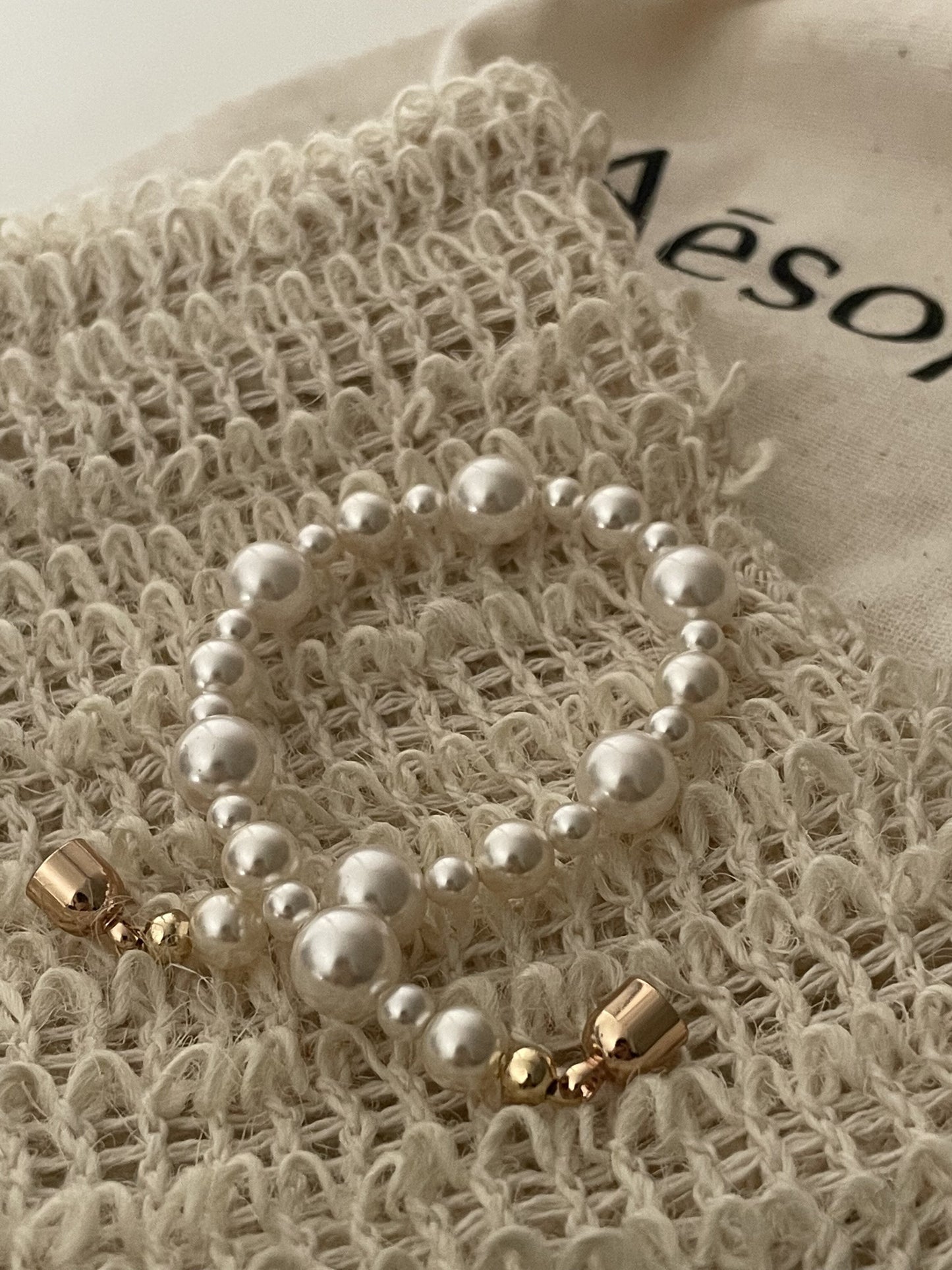 14K Gold Pearl Beaded Bracelet with Magnetic Clasp