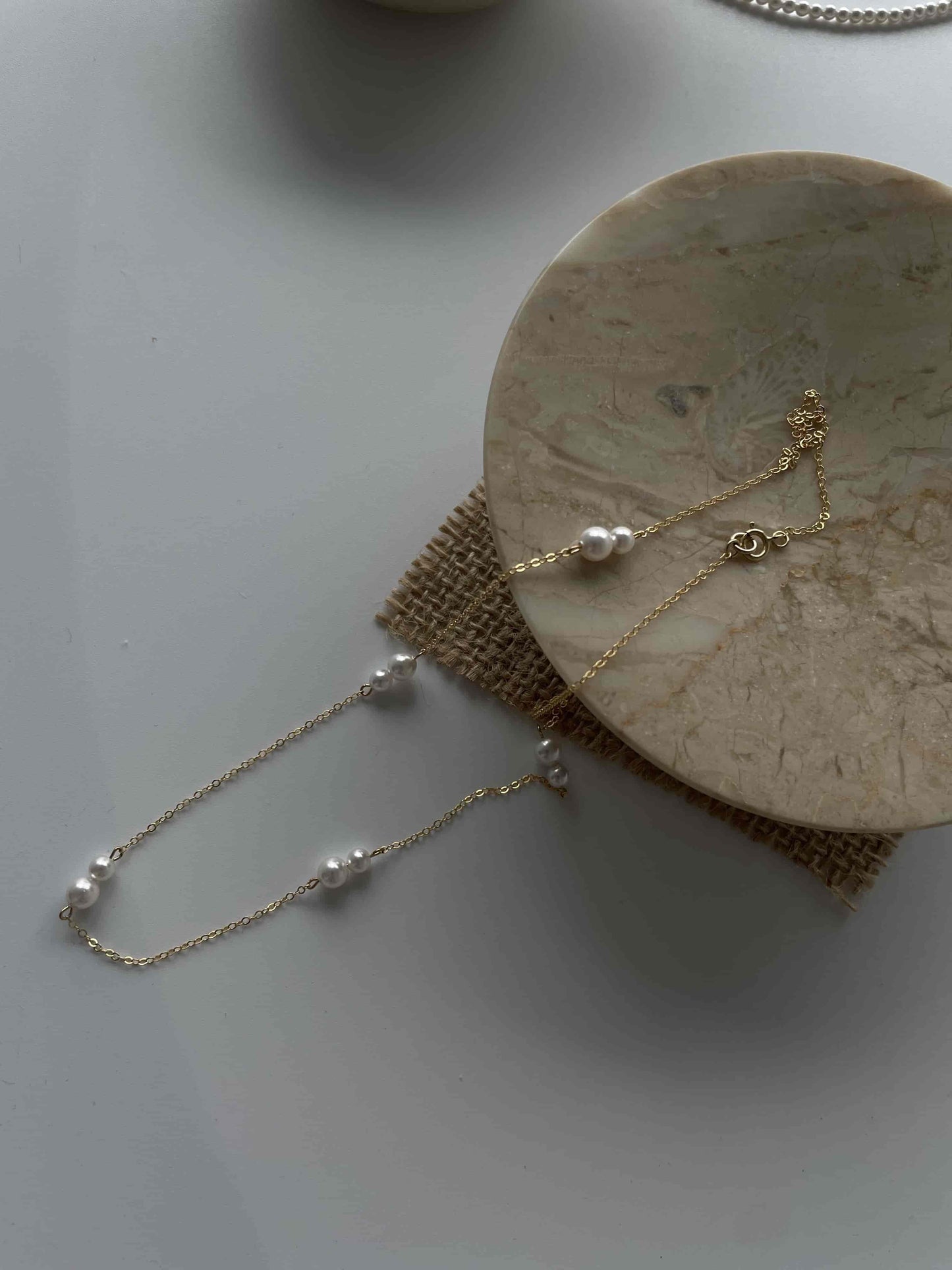 Minimalist 14K Gold Beaded Pearl Necklace