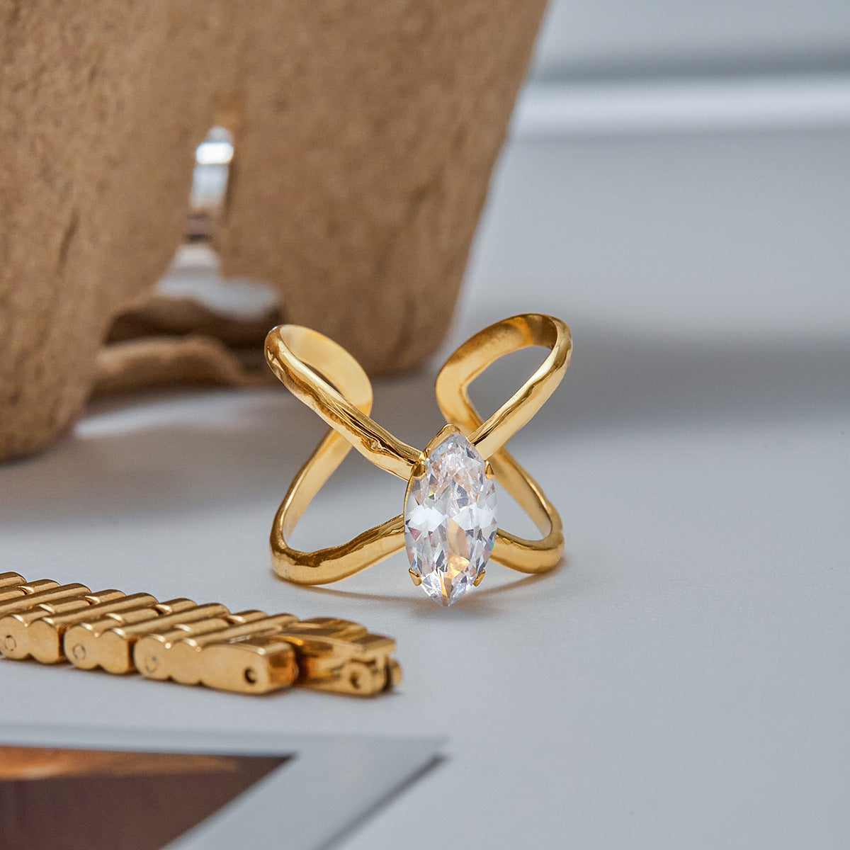 Butterfly Teardrop Diamond Open Ring