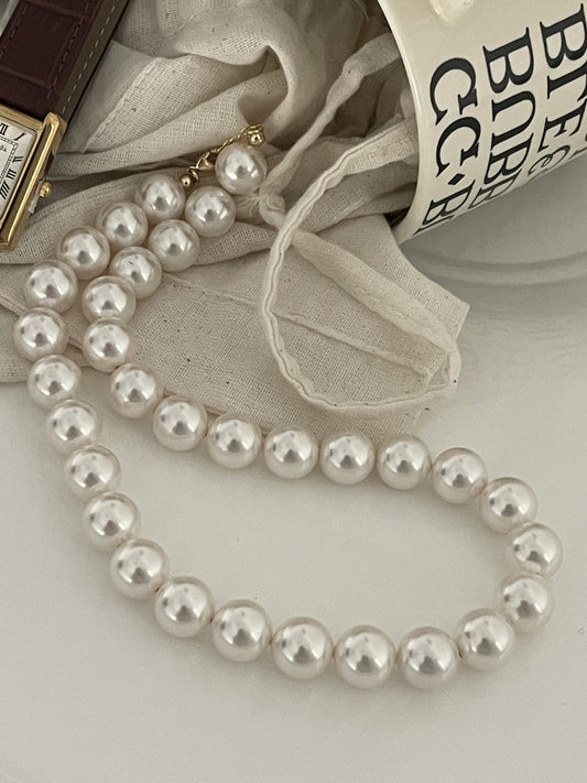 Luxurious 14K Gold 12mm Pearl Necklace