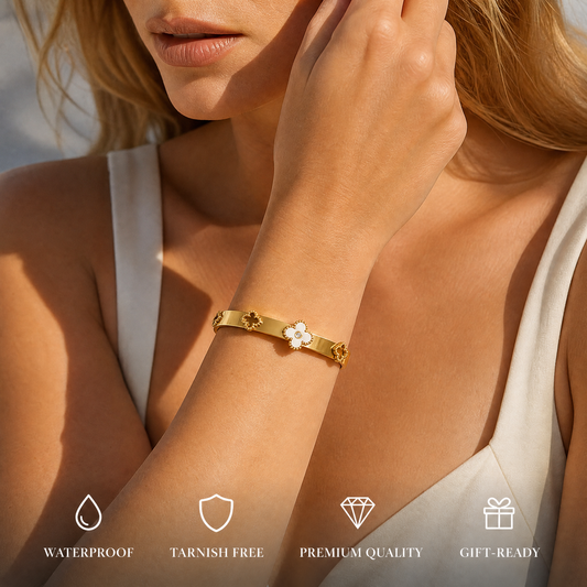 Elara four-leaf clover diamond bracelet