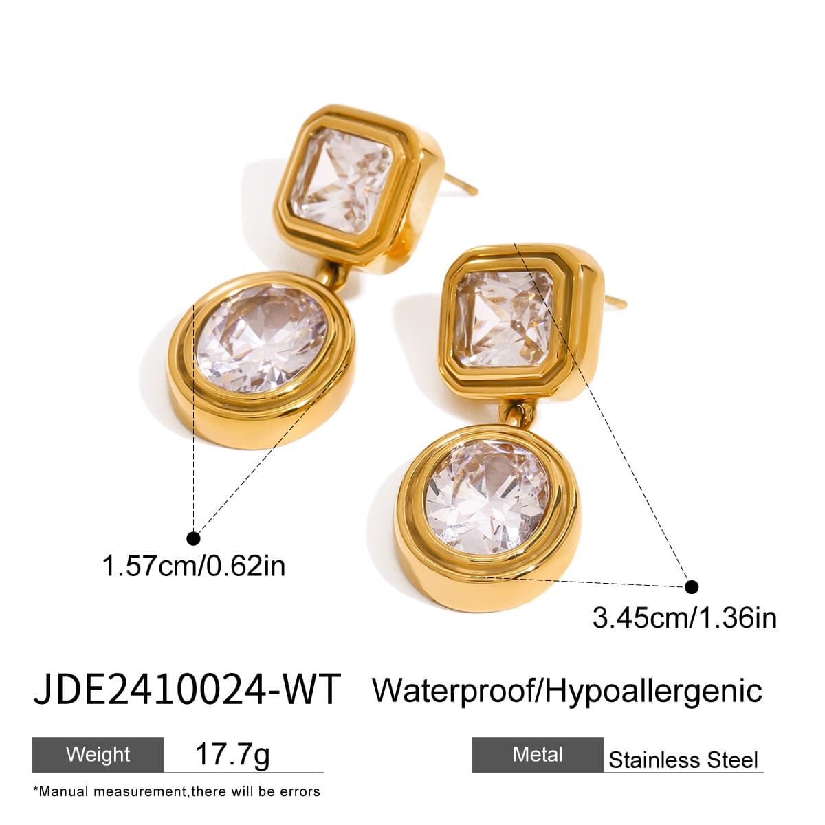 Vintage Geometric Diamond Earrings 18K Gold - Waterproof | Vinajewelry