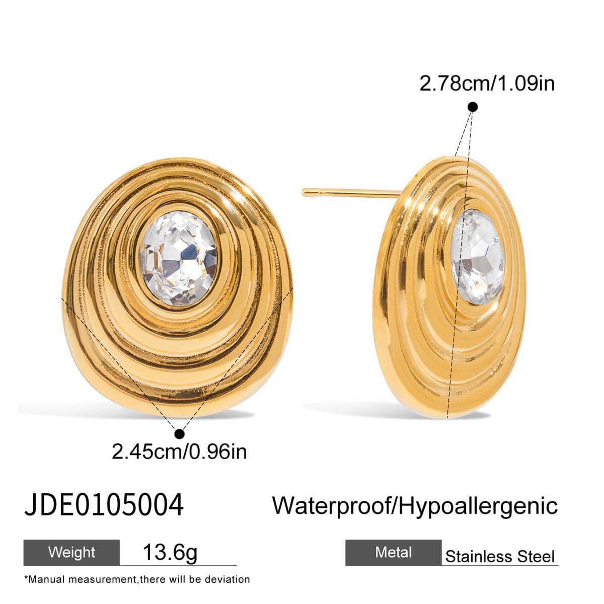 Everyday minimalist geometric design diamond stud earrings 18k gold