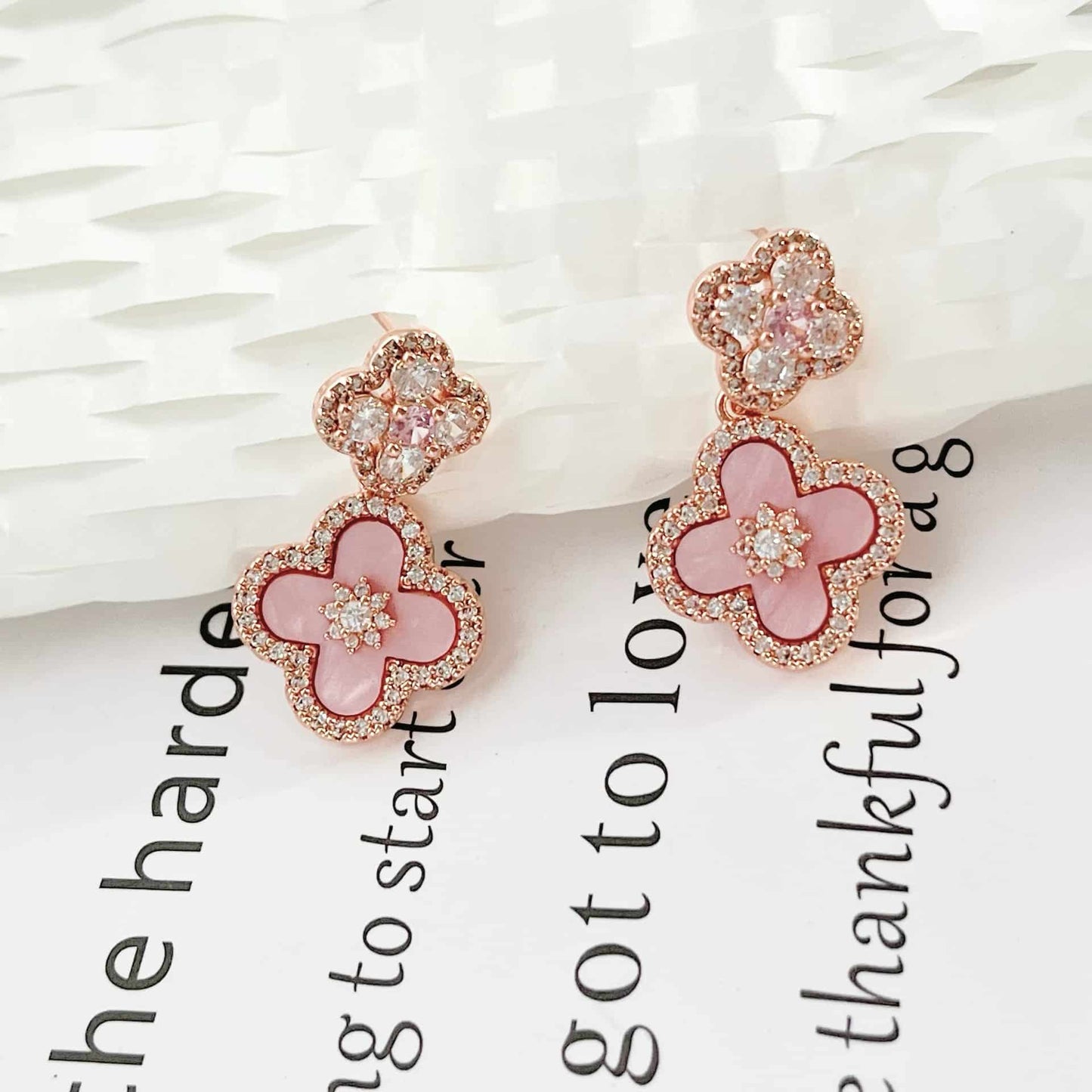 Luxury Diamond Four-Leaf Clover Pendant Earrings in 18k Gold