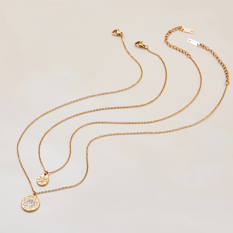 Luxury Star Diamond Silver Coin Pendant Clavicle Chain Necklace 18k Gold