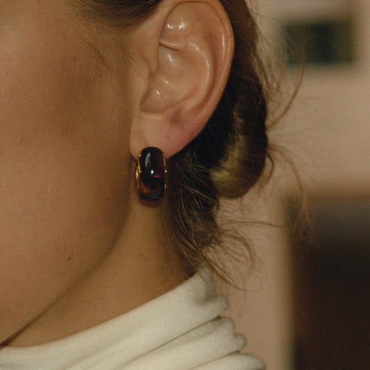 18K Gold Plated Resin Hoop Earrings - Waterproof Minimalist Jewelry