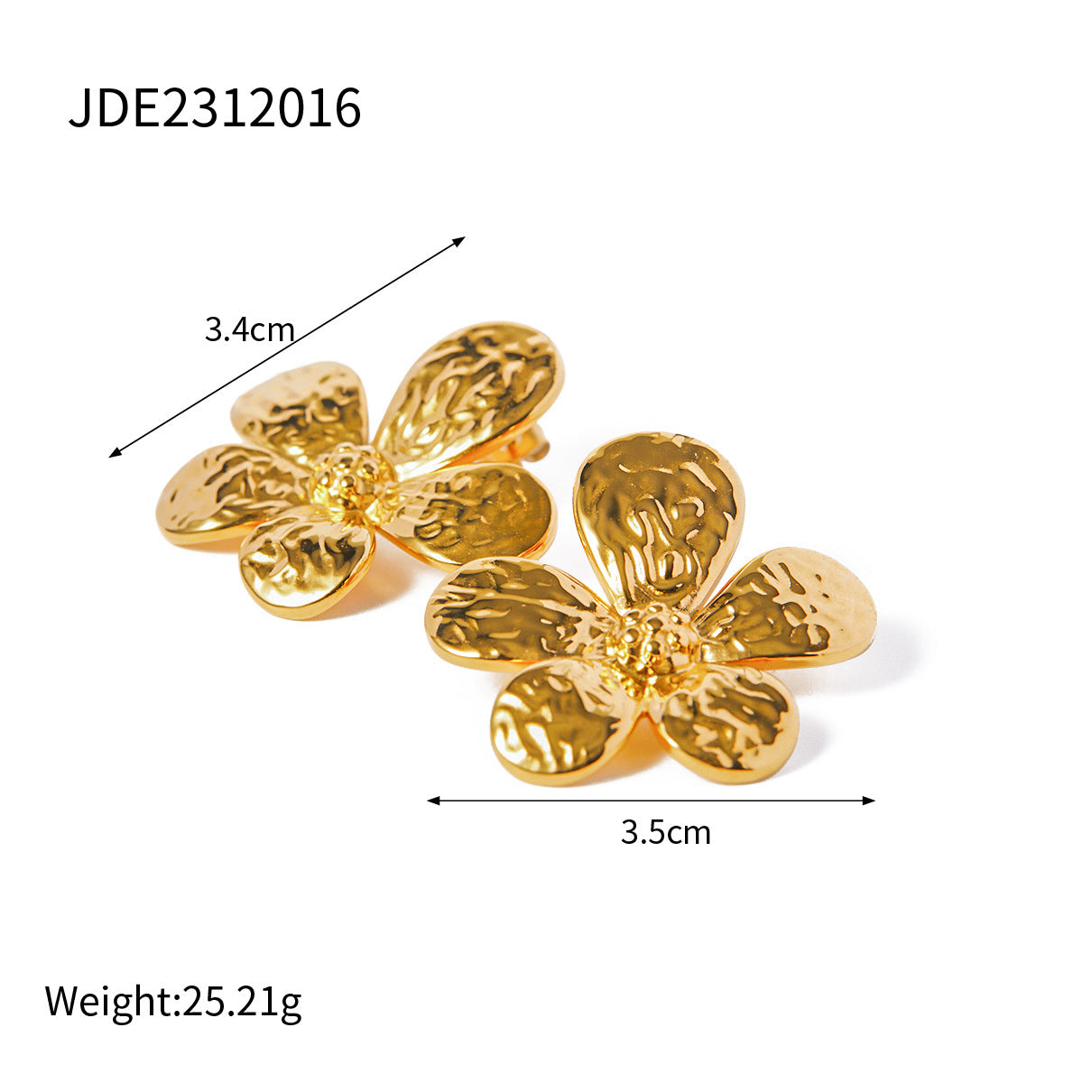 Elegant Flower Stud Earrings 18K Gold - Waterproof | Vinajewelry