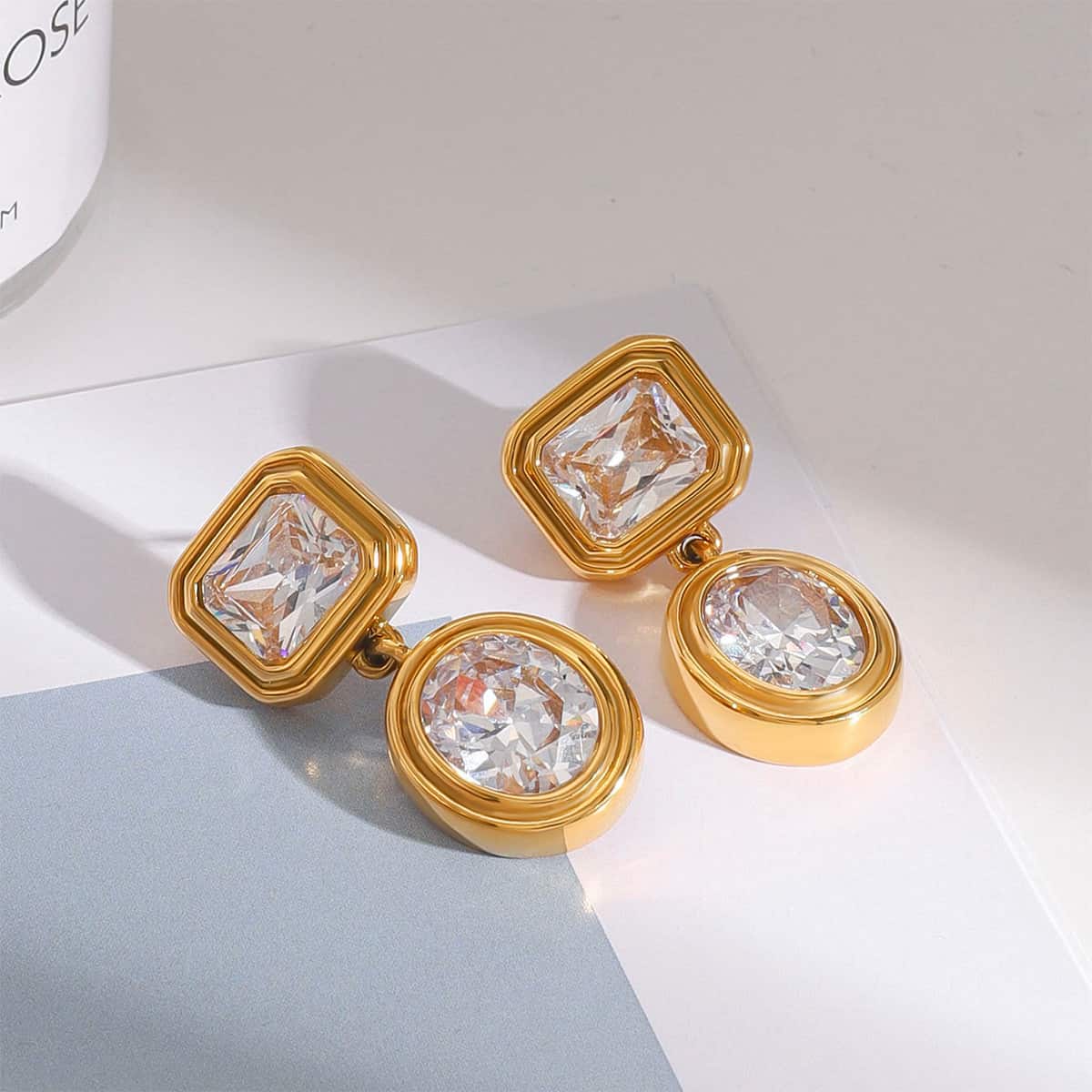Vintage Geometric Diamond Earrings 18K Gold - Waterproof | Vinajewelry