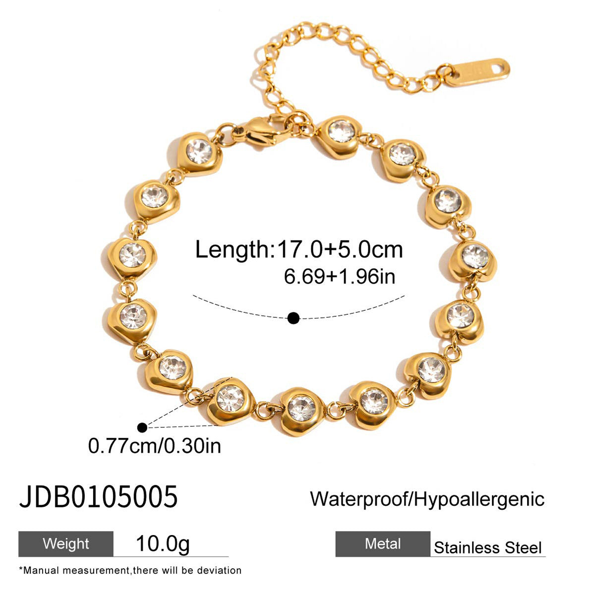 Luxurious 18K Gold Heart Diamond Bracelet