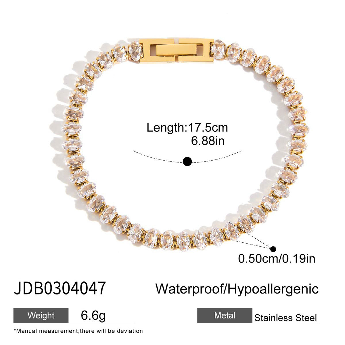 Minimalist Luxury 18K Diamond Tennis Chain Layering Bracelet