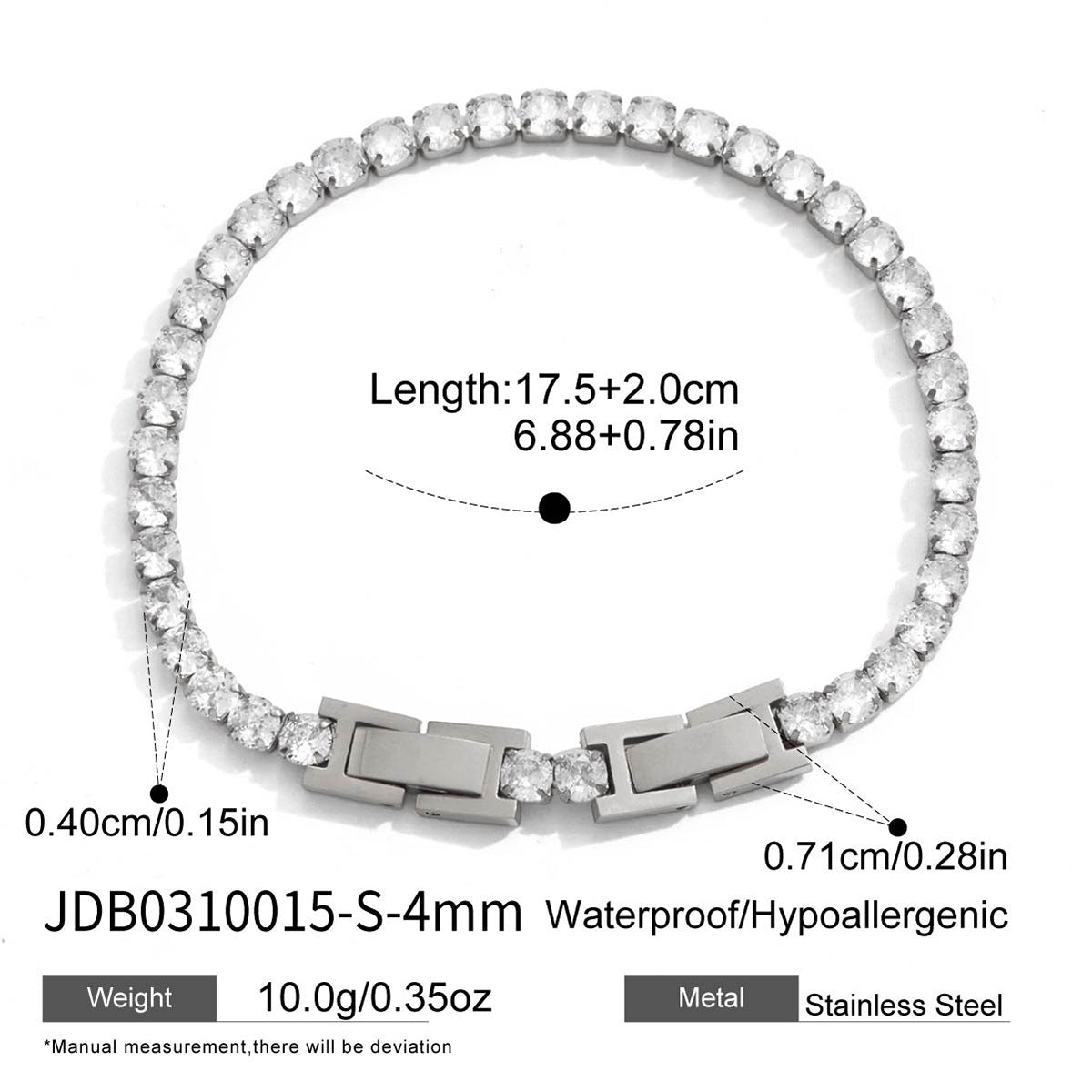 Luxurious Minimalist 4mm Diamond Tennis Chain Bracelet