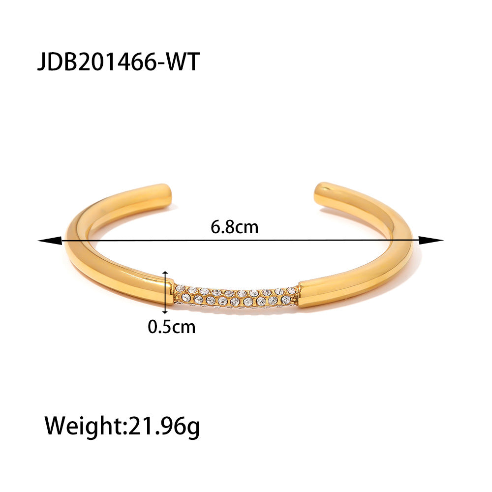 Minimalist 18K Gold Open Adjustable Diamond Bracelet