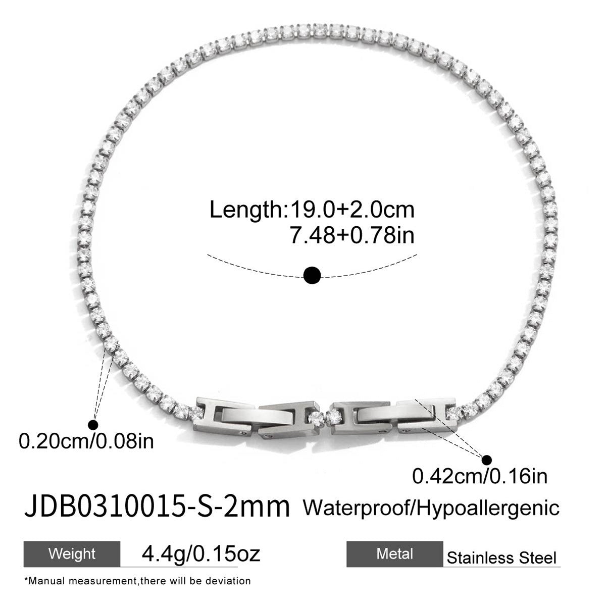 Luxurious Minimalist 2mm Diamond Tennis Chain Bracelet