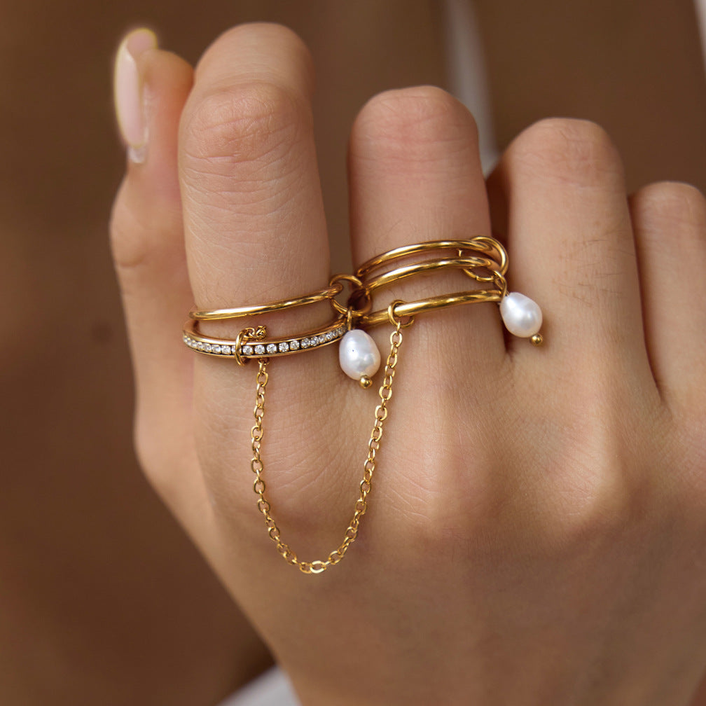 Andromeda Stackable diamond chain ring