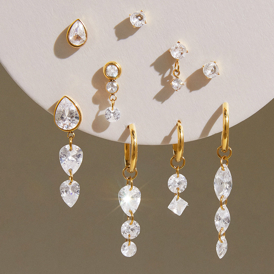 Clarissa Teardrop Diamond Hoop Earring Set