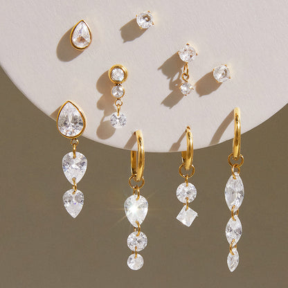 Clarissa Teardrop Diamond Hoop Earring Set