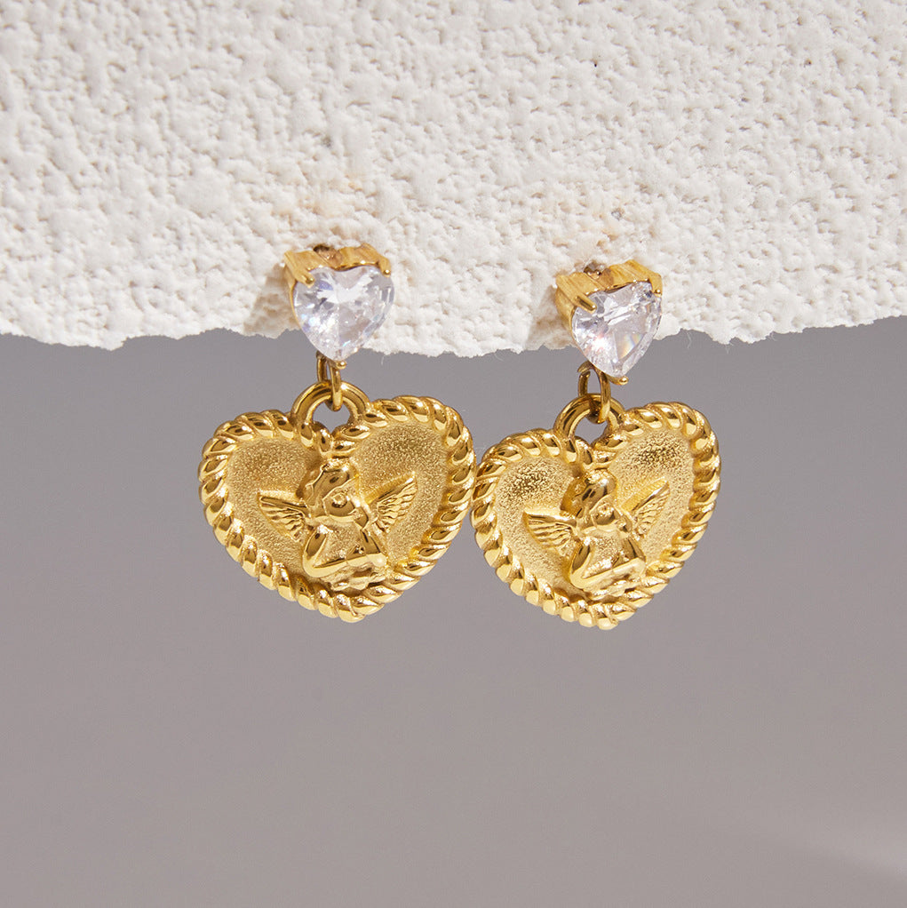 Angel Heart Diamond Drop Earrings