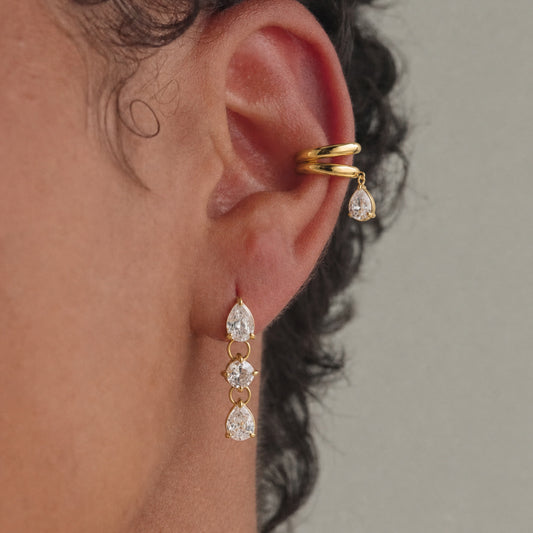 Geneva Diamond Drop Ear Cuffs
