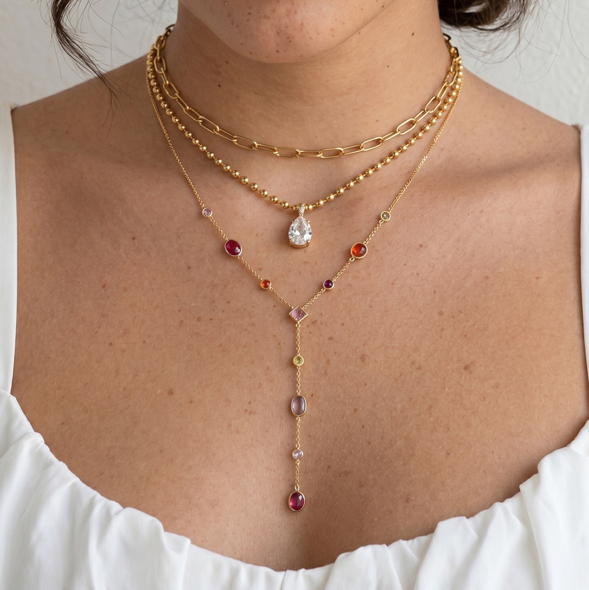 Kendall Gemstone Collarbone Necklace