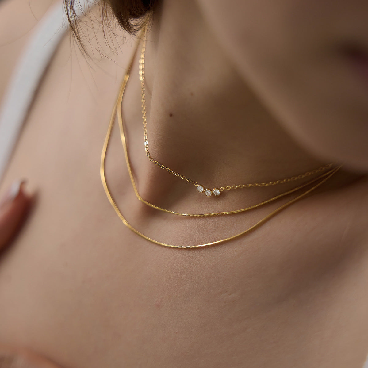 Glimmer Layered Diamond Dainty Necklace