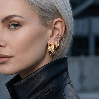 Sabine Luxurious Diamond Hoop Earrings