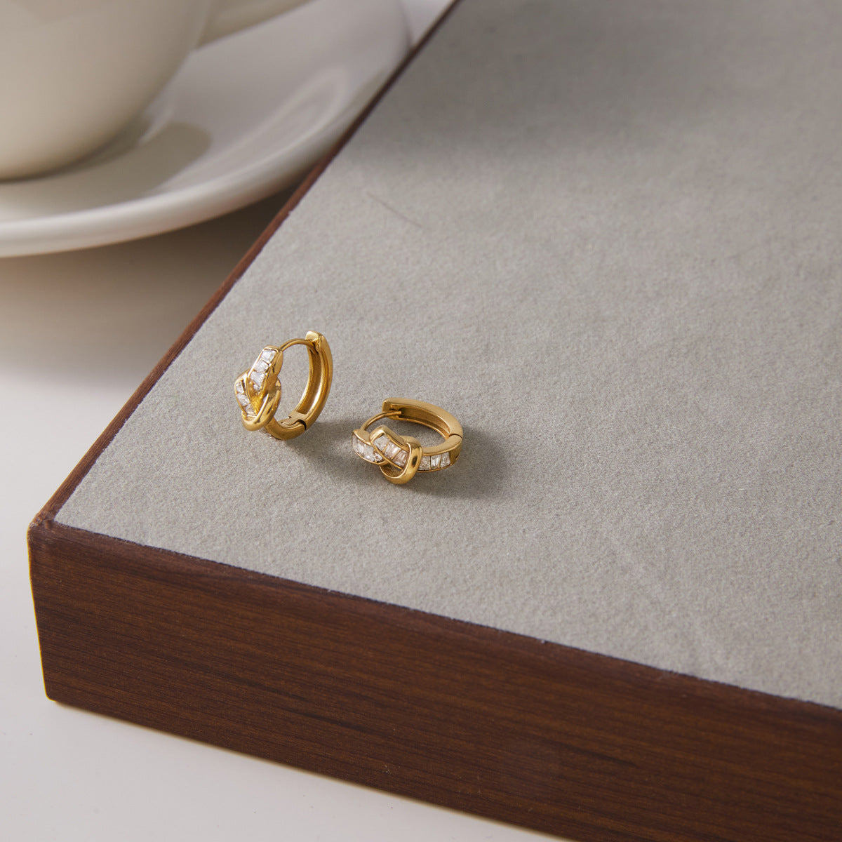 Renata Knot Diamond Hoop Earrings