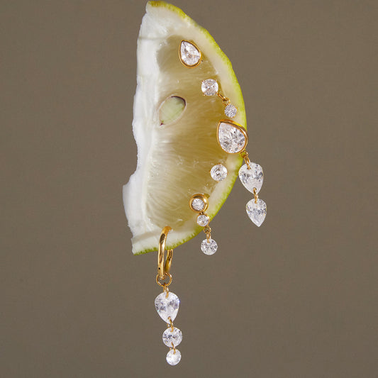 Audrey Teardrop Diamond Hoop Earrings