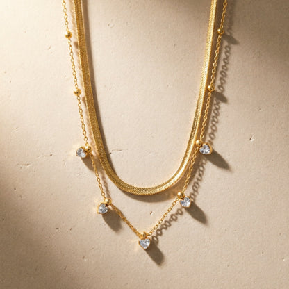 Anemone Double-layer Diamond Dainty Necklace