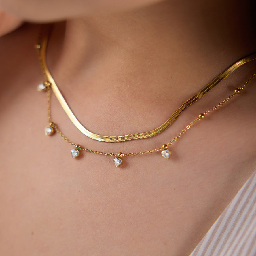 Anemone Double-layer Diamond Dainty Necklace