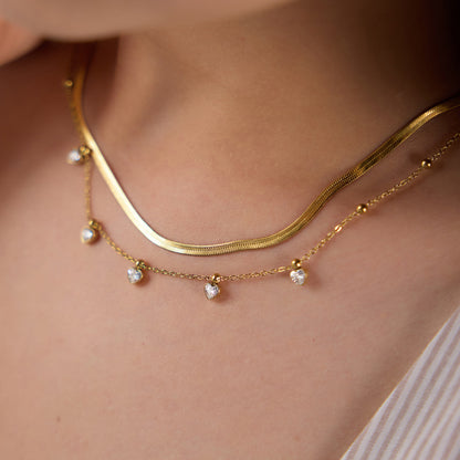 Anemone Double-layer Diamond Dainty Necklace