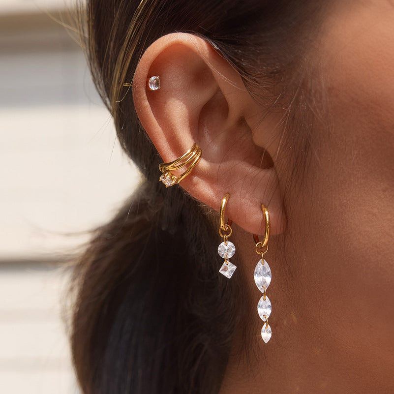 Clarissa Teardrop Diamond Hoop Earring Set