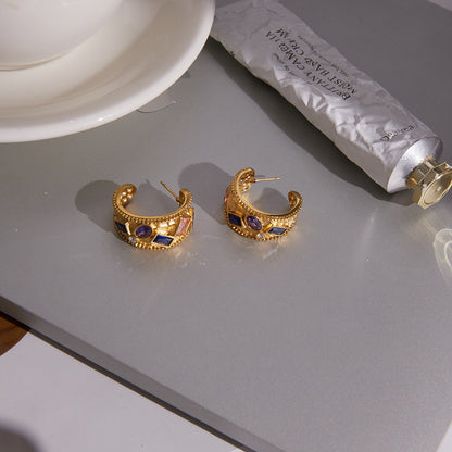 Sabine Luxurious Diamond Hoop Earrings