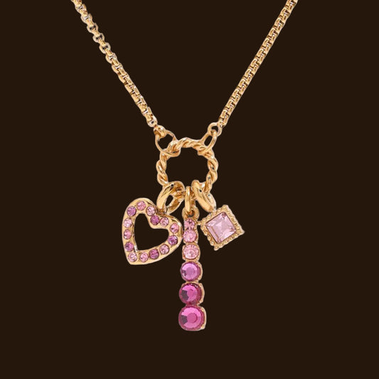 Sweet Diamond Heart Pendant Necklace - 18K Gold Plated | Vinajewelry