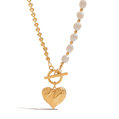 Juliet Heart Pendant Pearl Necklace | Vinajewelry