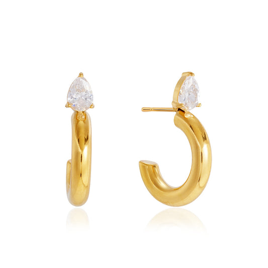 Glint Diamond Hoop Earrings | 18K Gold | Vinajewelry