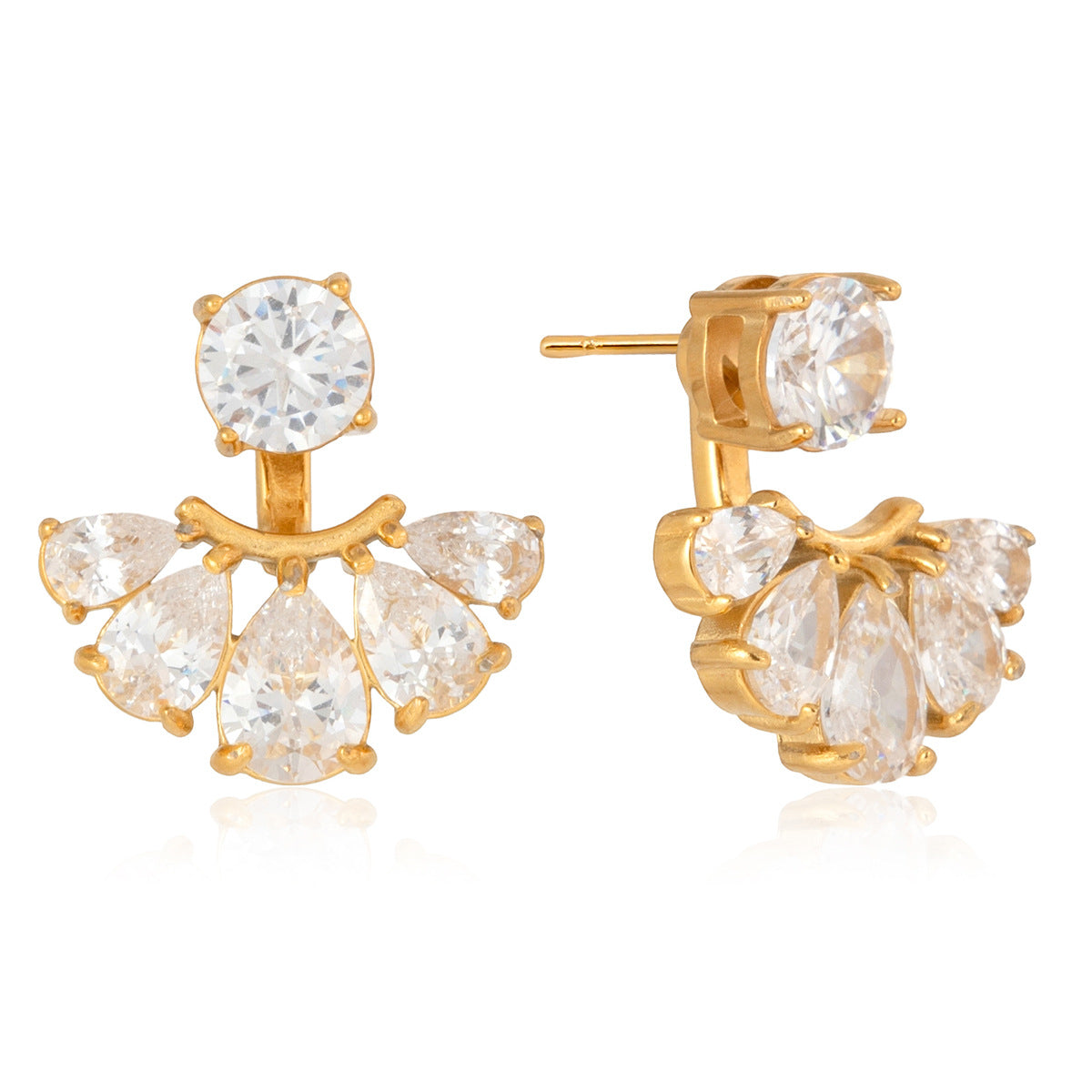 Gloria Diamond Stud Earrings | 18K Gold & Silver | Vinajewelry