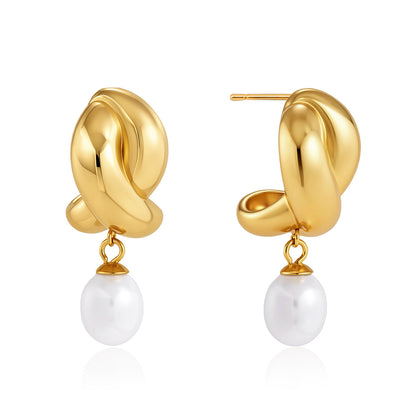 Lauren Pearl Drop Earrings | 18K Gold PVD | Vinajewelry
