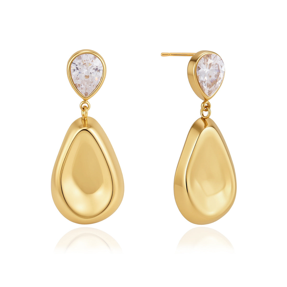 Ava Teardrop Diamond Drop Earrings | 18K Gold PVD | Vinajewelry