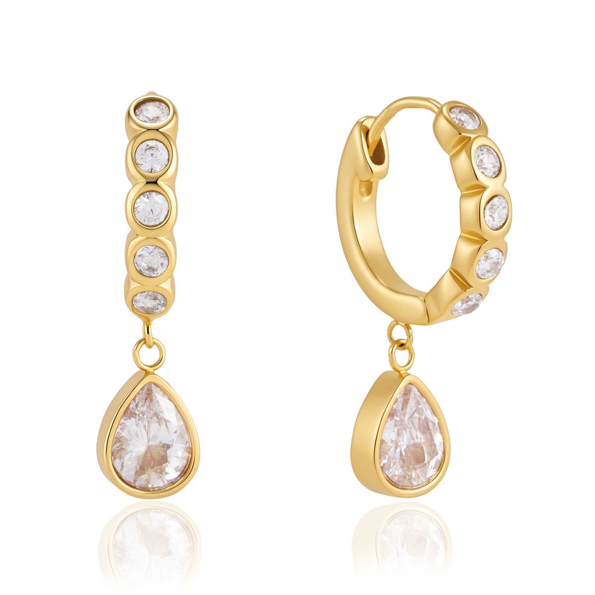 Eleonora Diamond Hoop Earrings | 18K Gold PVD | Vinajewelry
