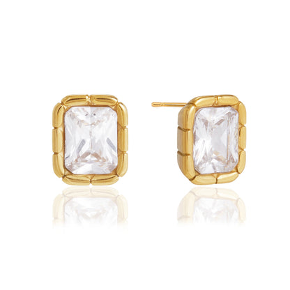 Classic Diamond Stud Earrings | 18K Gold PVD | Vinajewelry