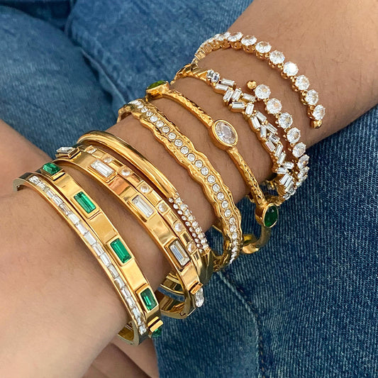 Luxurious Minimalist Open Adjustable Diamond Bracelet