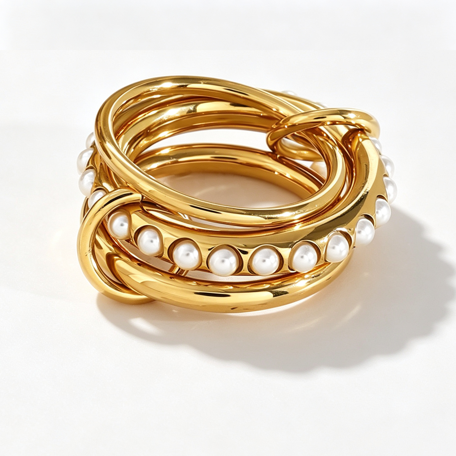 Vega Stackable Pearl Ring | 18K Gold PVD | Vinajewelry