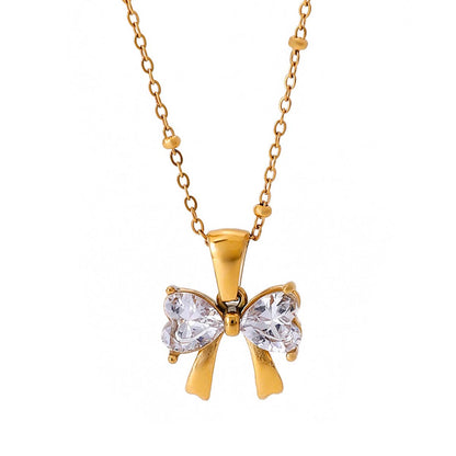 Odette Bowknot Diamond Pendant Necklace