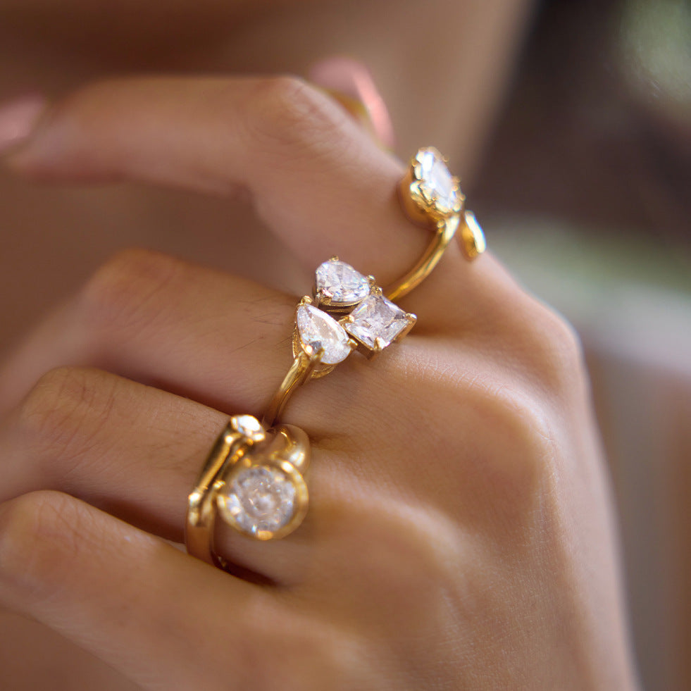 Svetlana Teardrop Diamond Open Ring