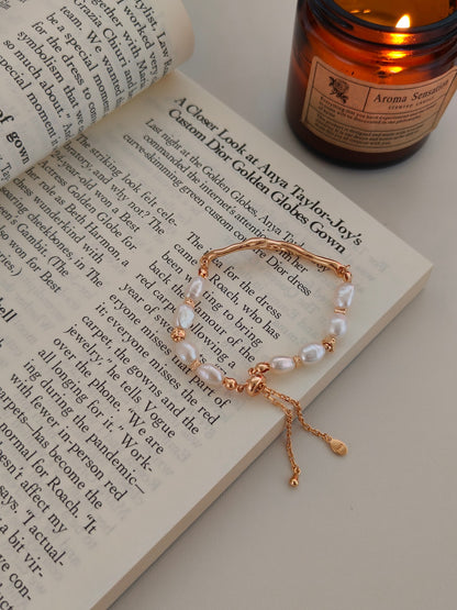 Vintage Natural Pearl Bracelet - 18K Gold Plated Sterling Silver Adjustable | Vinajewelry