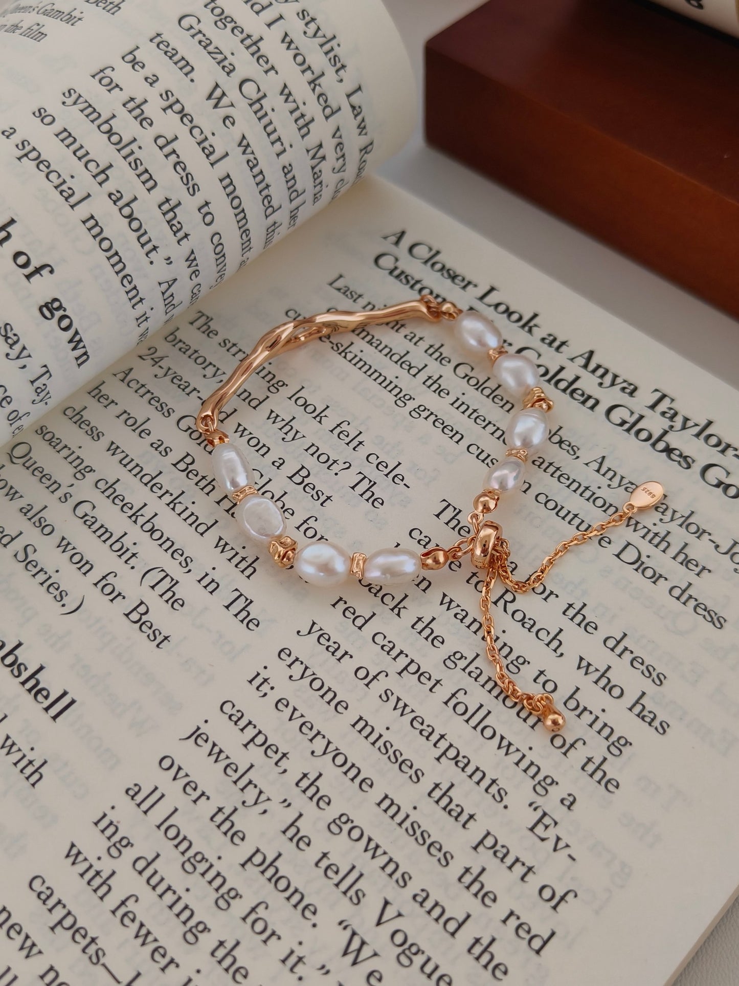 Vintage Natural Pearl Bracelet - 18K Gold Plated Sterling Silver Adjustable | Vinajewelry